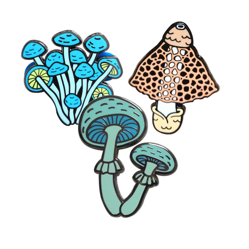 Custom Metal Pin Badges Hard Enamel Mushroom Pins Badge