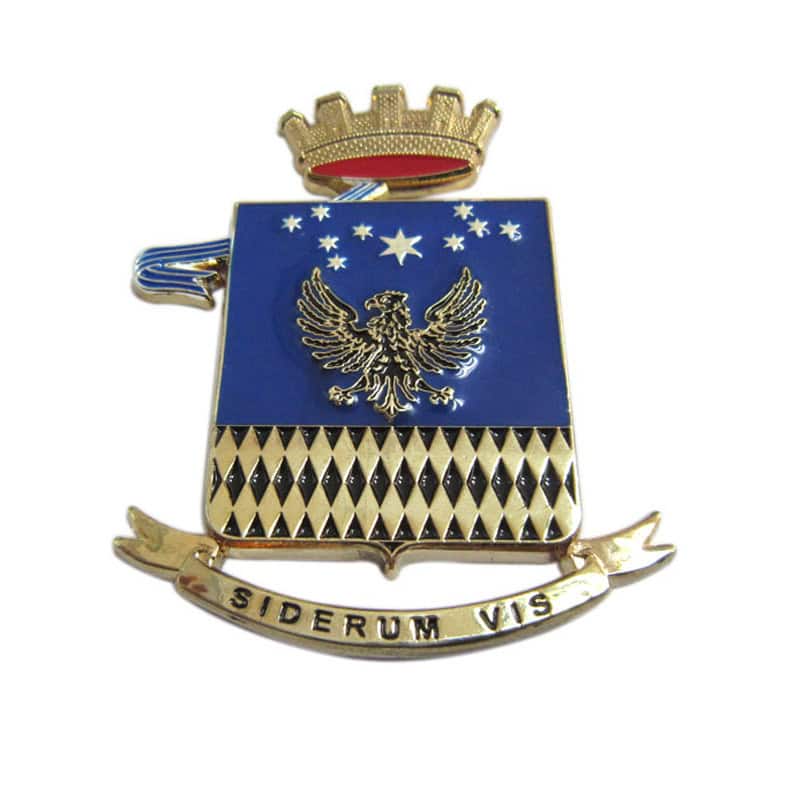High Quality Customized 3D Gold Plaque Engraved Military Metal Pin Badge for Souvenir & Gifts
