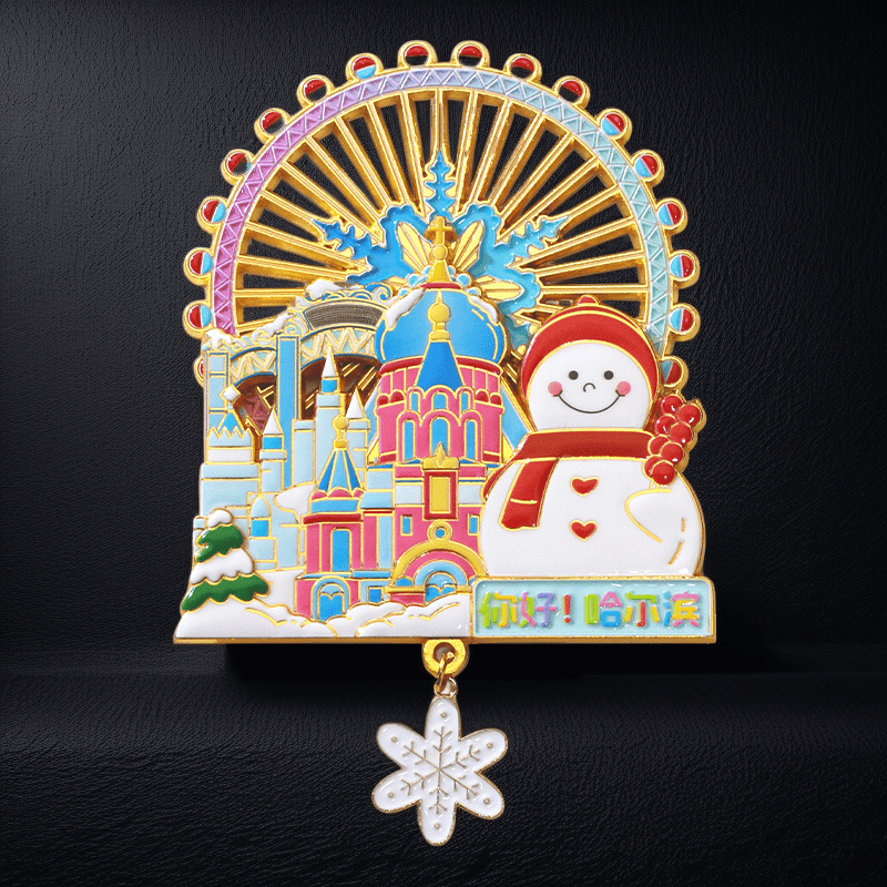 Custom Logo 3D Metal Eco-Friendly Tourist Souvenir City Refrigerator Spinning Rotate Enamel Fridge Magnet