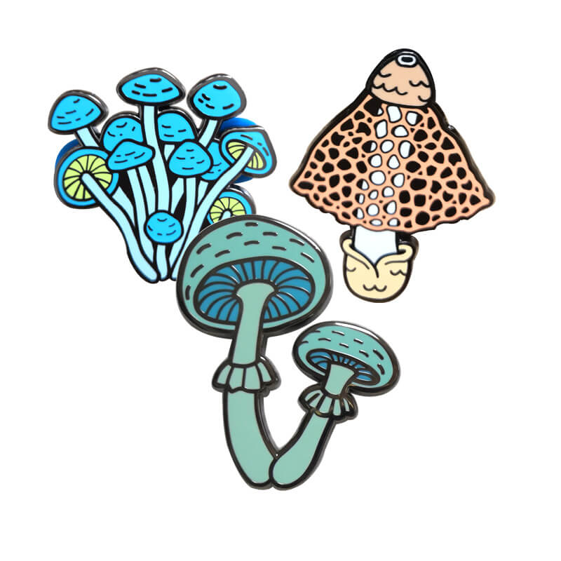 Custom Metal Pin Badges Hard Enamel Mushroom Pins Badge