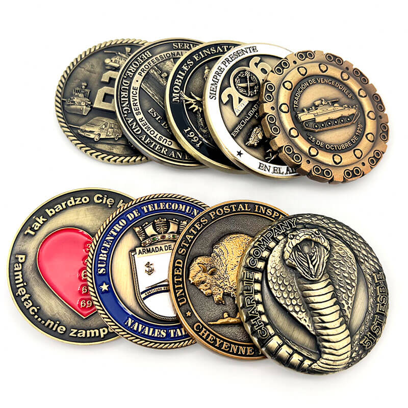 Customized 3D Antique Gold Souvenir Challenge Coin