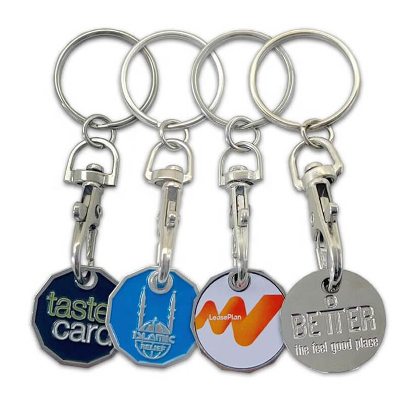 Custom Supermarket Shopping Cart Chip Trolley Coin Holder Keychain